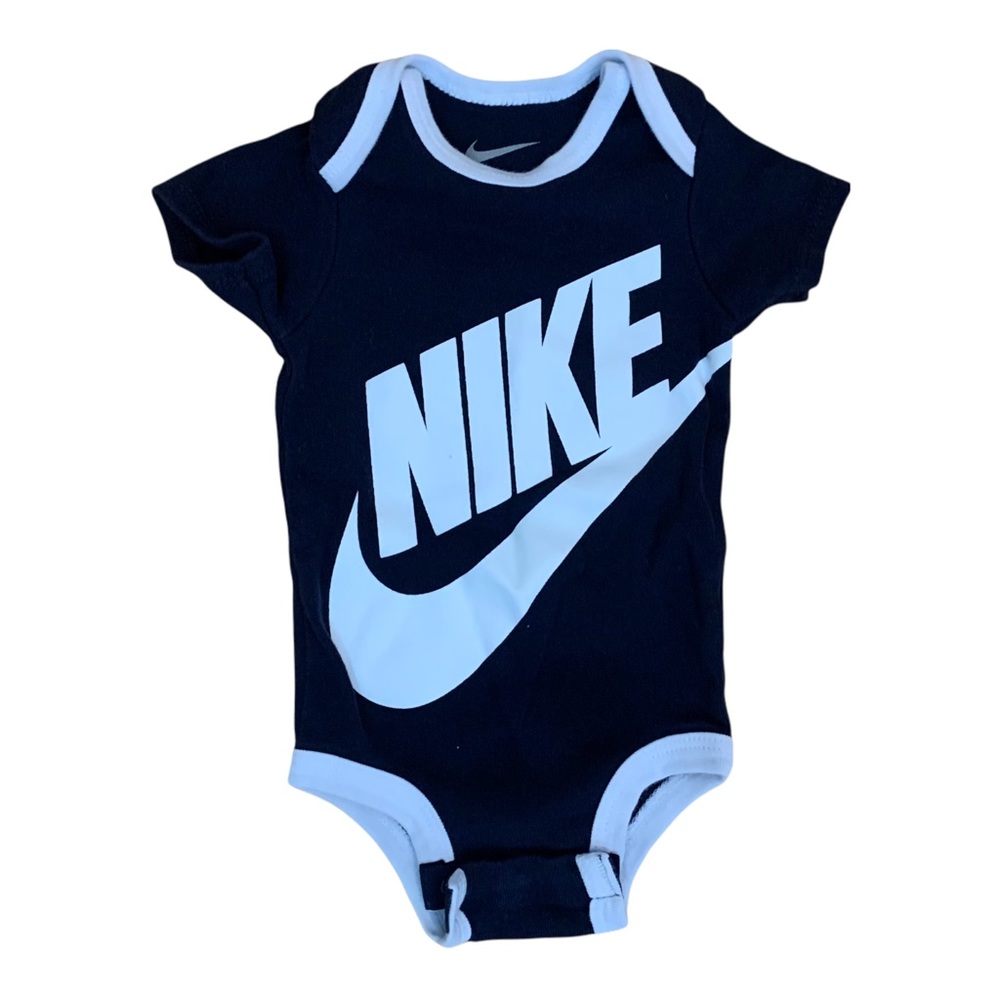 Nike Large Logo Bodysuit Black White Size 0-6 M
